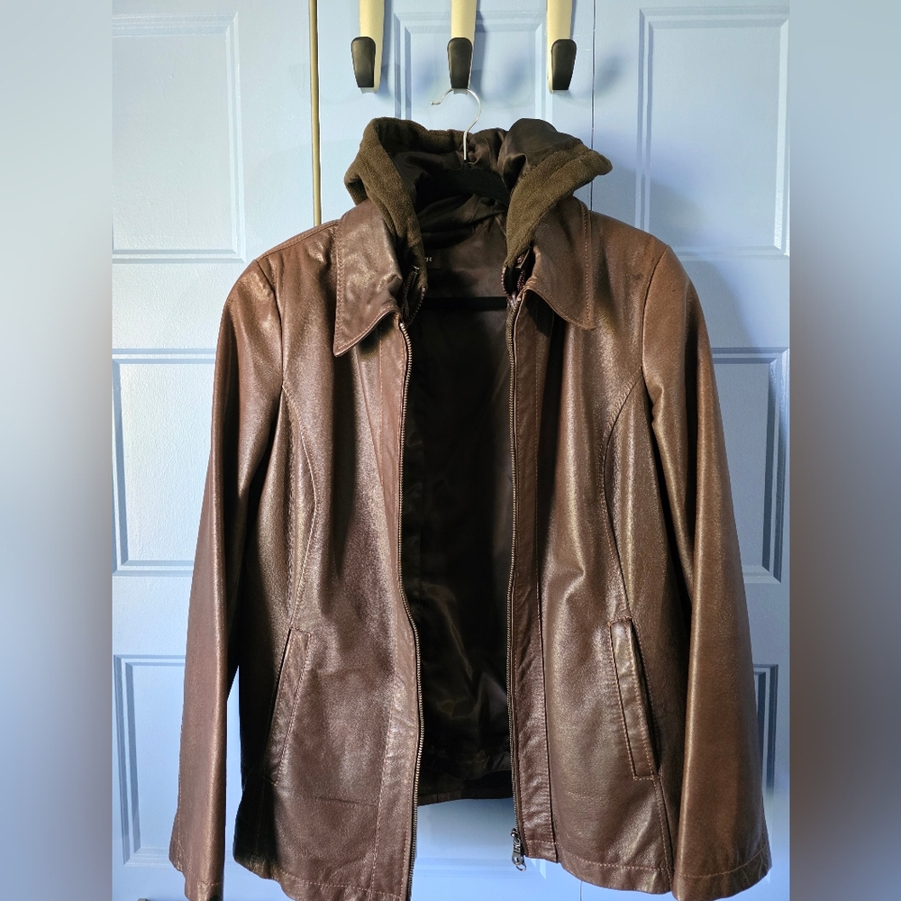 Danier Brown Leather Jacket Size 14-16